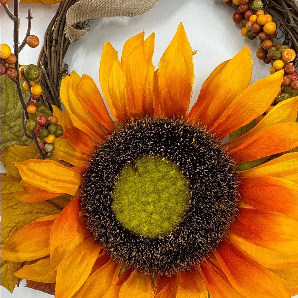 Pier1 Set of 3 Sunflower Autumn Wreath Chair Decor NWT